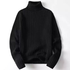 Men’s Thick Turtleneck Cable Knit Sweater – Slim Fit Solid Color Pullover