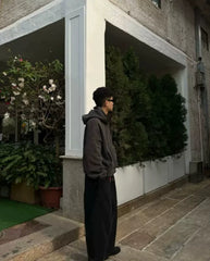 Unisex Heavyweight Boxy Hoodie – Short Fit Solid Color Streetwear Pullover