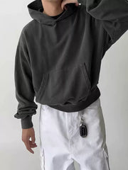 Unisex Heavyweight Boxy Hoodie – Short Fit Solid Color Streetwear Pullover