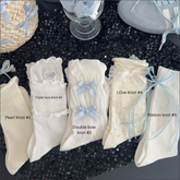 White Lace Bow Mid-Calf Socks – Sweet Fairy Style Long Socks for Women
