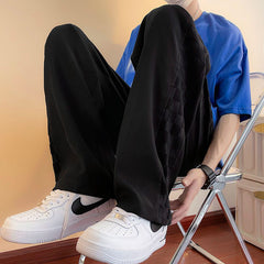 American style high street checkerboard men's thin section loose straight leg tide brand drop feeling wide leg casual trousers