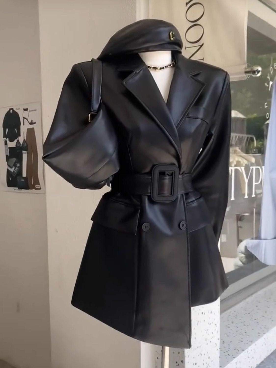 Retro Chic Leather Jacket: Women's Royal Sister-Style High-End Trendy Waist Suit