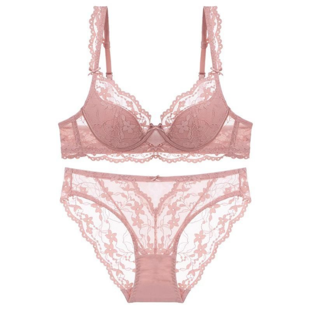 Plus Size Ultra-Thin Lace Minimizing Bra Set – Sexy French Style Lingerie