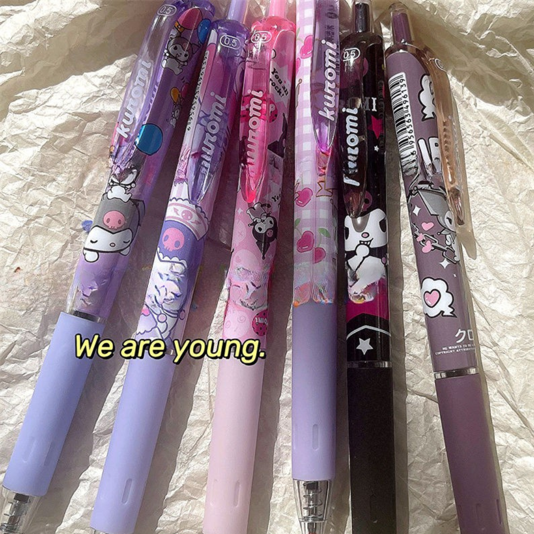 Kuromi Sanrio Click Pen – 0.5mm Quick-Drying Gel Pen for Students