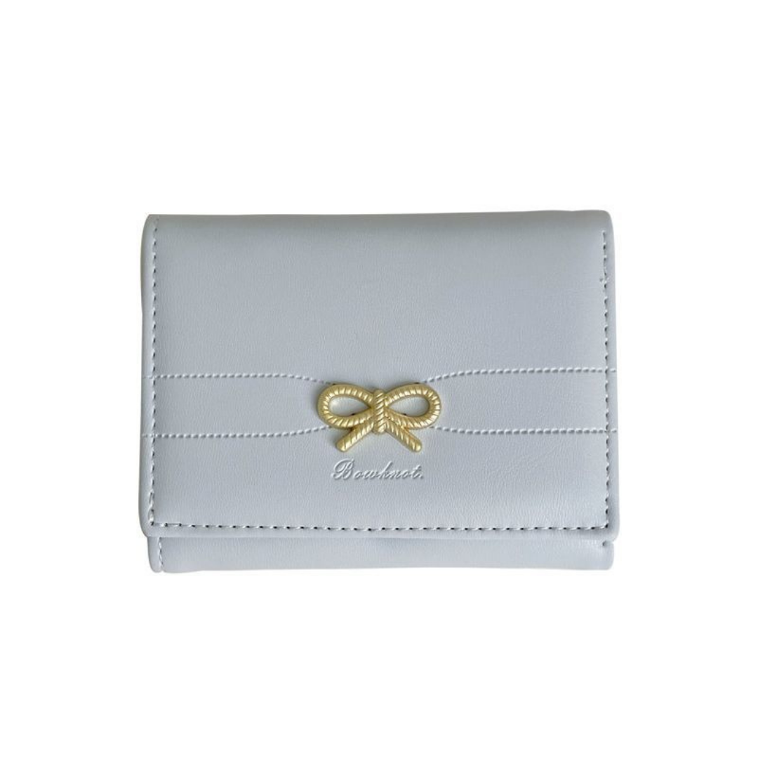 French Style Bow Wallet for Women – Small, Minimalist Bifold Card and Coin Purse