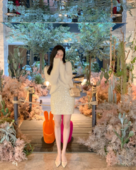 High Waist Tweed Sequin A-Line Mini Skirt Elegant Women Bottom