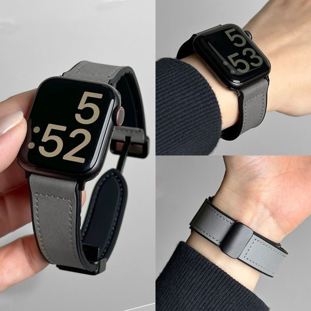 Crazy Horse Leather Magnetic Apple Watch Band – Sport Style Strap