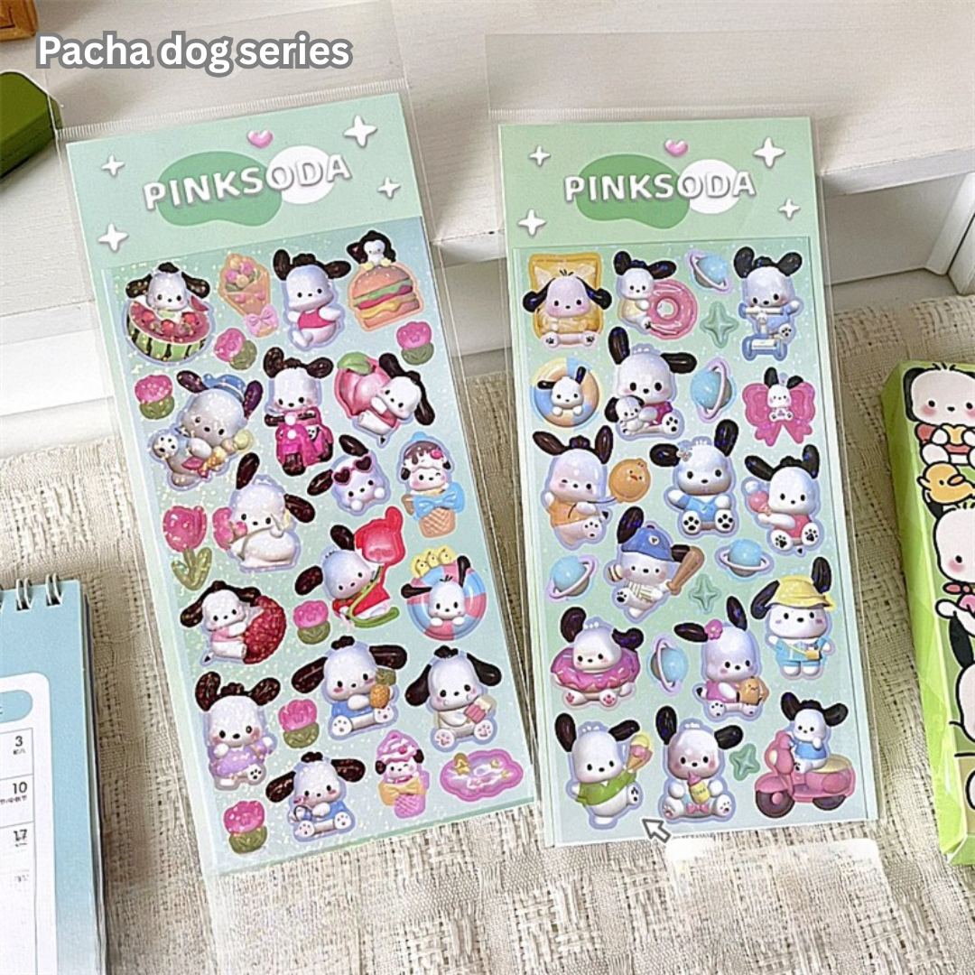 Cartoon cute laser stickers 3D handbook student card stickers expansion style three-dimensional stickers material ins style