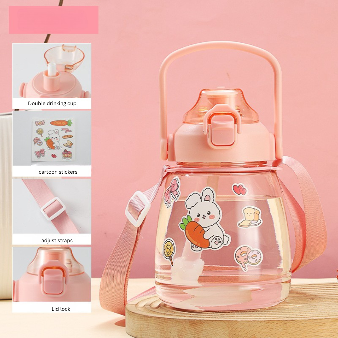 Internet celebrity big belly cup large capacity children's plastic water cup summer portable kettle student straw cup portable kettle customization