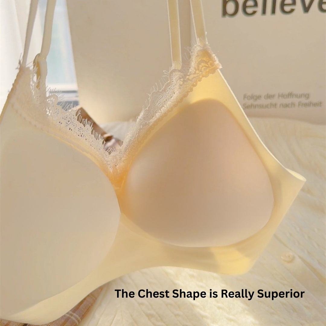 Seamless Push-Up Bra for Women – Spaghetti Straps, Lace Trim, Side Support, No Underwire