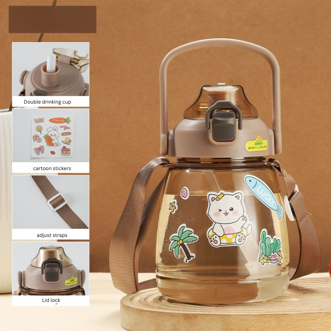 Internet celebrity big belly cup large capacity children's plastic water cup summer portable kettle student straw cup portable kettle customization