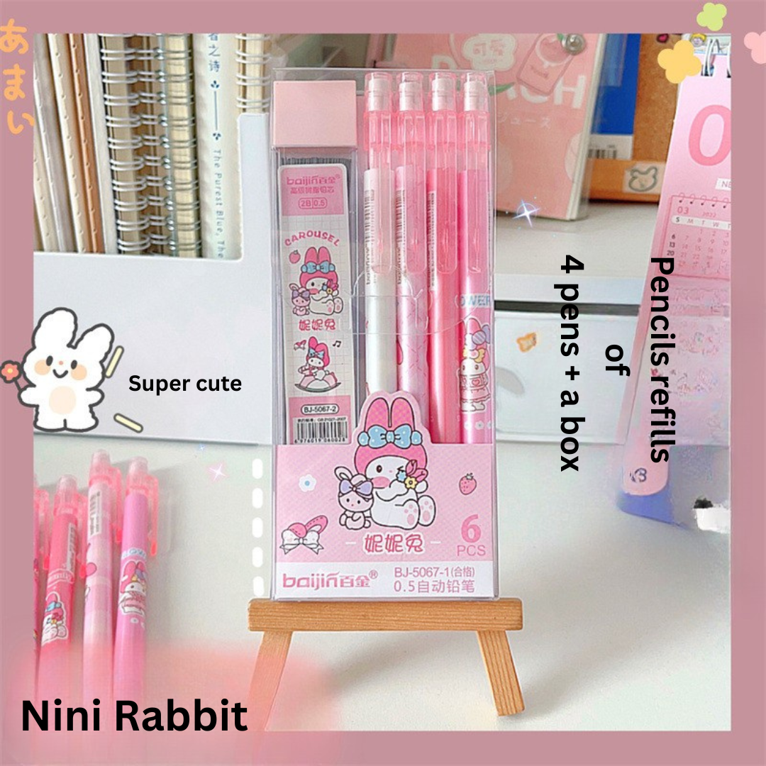 Automatic pencil box with peach dinosaur cartoon high-value movable pencils cute creative press pen