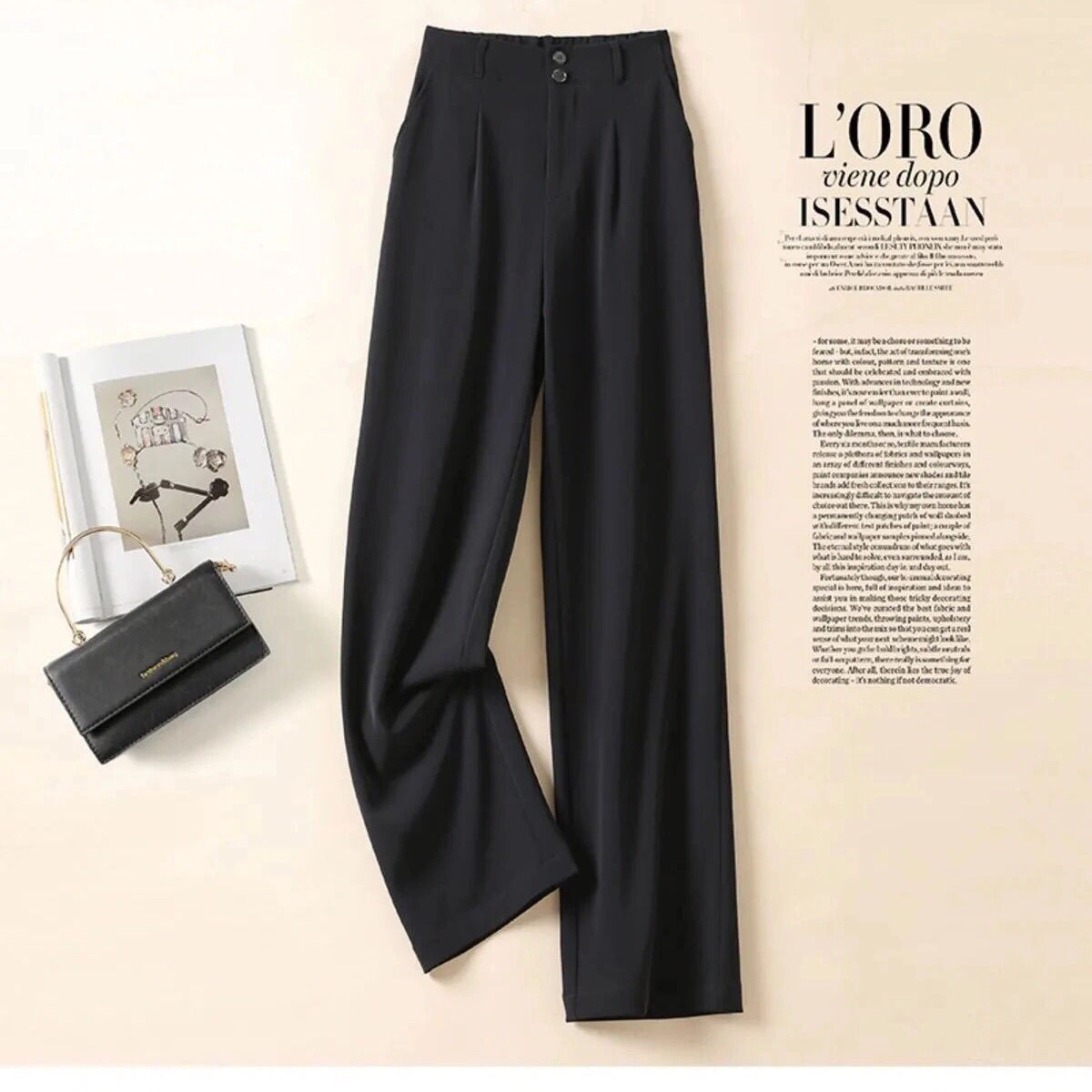 Korean Wide-leg drapey trousers, high-waisted, versatile loose, casual suit formal trousers