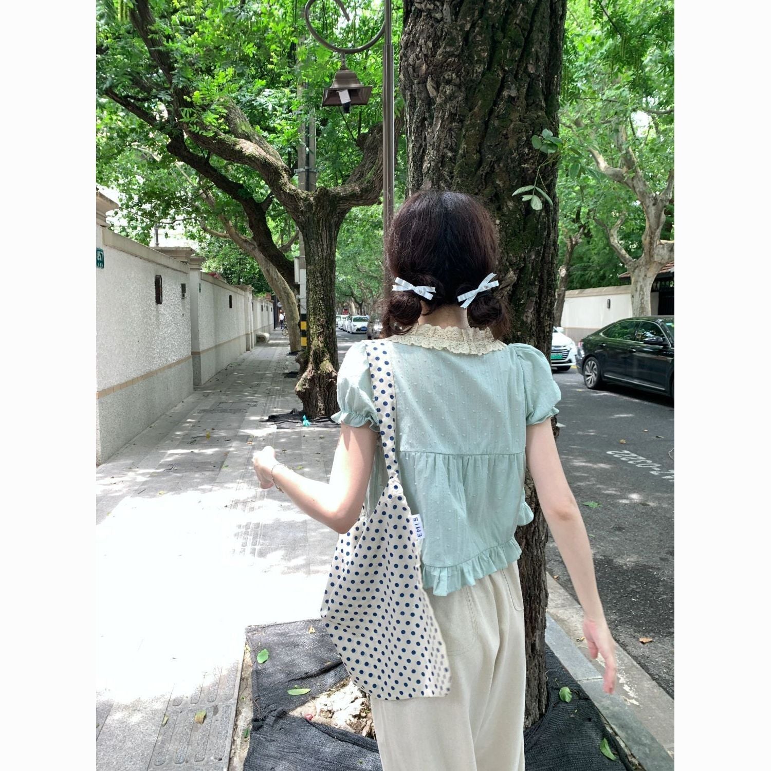 Mint-flavor!!! Sweet chic short-sleeved top