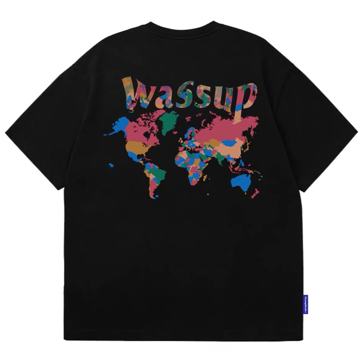 Summer WASSUP casual short-sleeved T-shirt loose pure cotton heavy off-shoulder tops