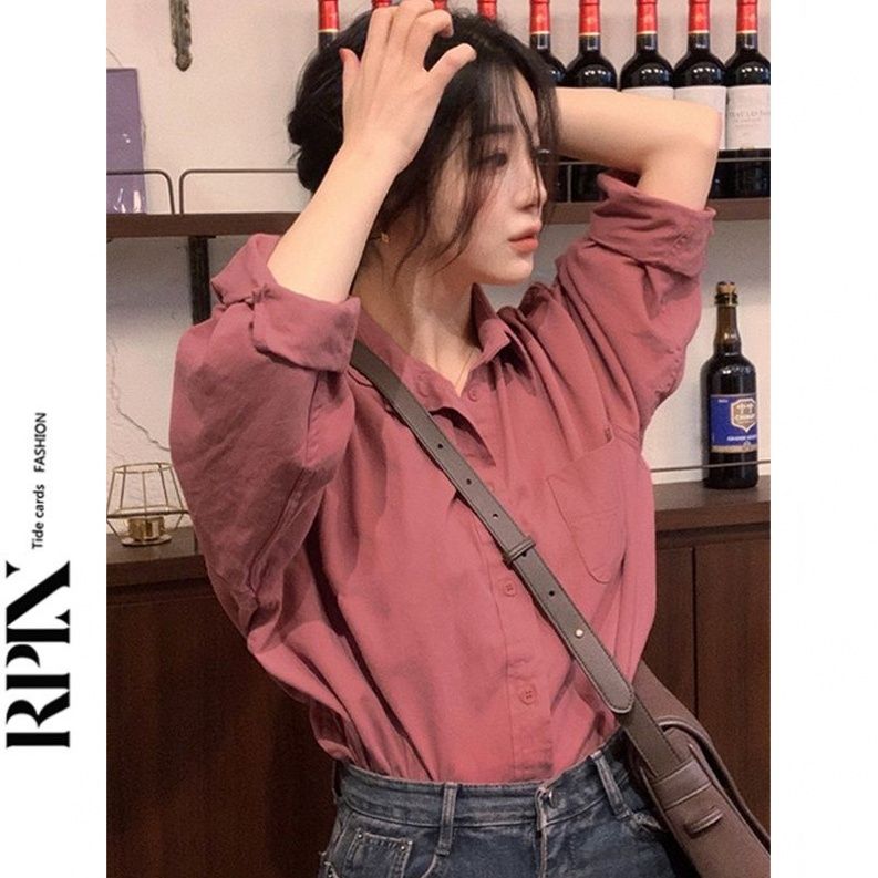 Hong Kong style solid color long-sleeved sunscreen shirt for men and women summer thin design