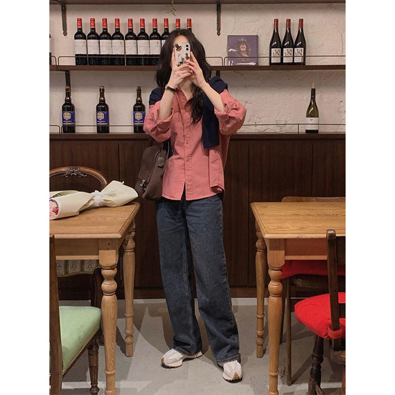 Hong Kong style solid color long-sleeved sunscreen shirt for men and women summer thin design