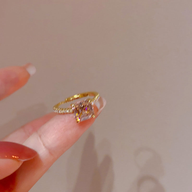 Elegant Pink Heart Gemstone Zincron Ring – INS Style Dainty Statement Jewelry