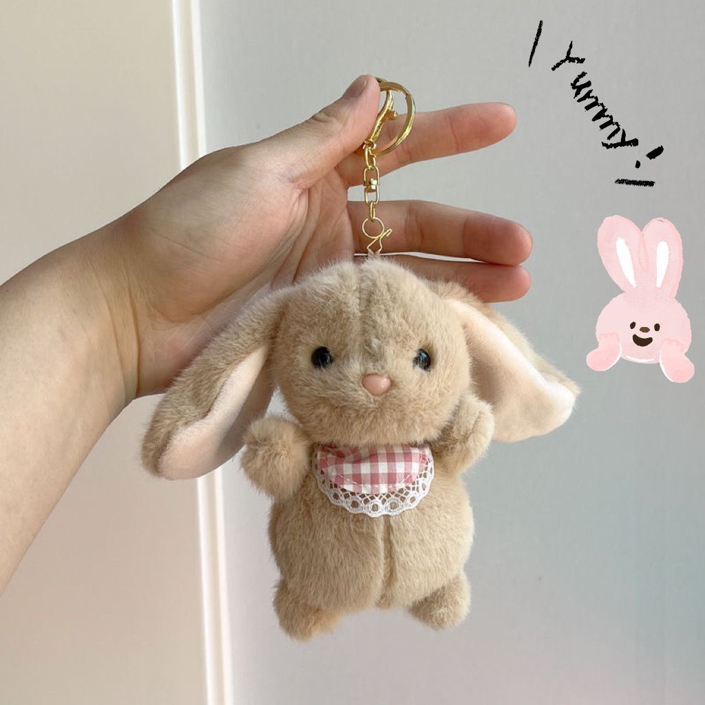 Cute Bunny Plush Keychain - Cartoon Couple Backpack Charm for Girls