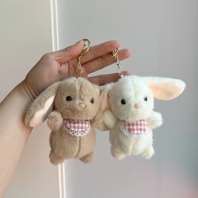 Cute Bunny Plush Keychain - Cartoon Couple Backpack Charm for Girls