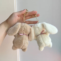 Cute Bunny Plush Keychain - Cartoon Couple Backpack Charm for Girls