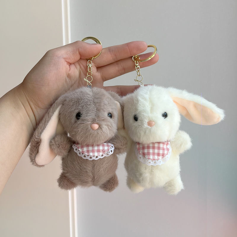 Cute Bunny Plush Keychain - Cartoon Couple Backpack Charm for Girls