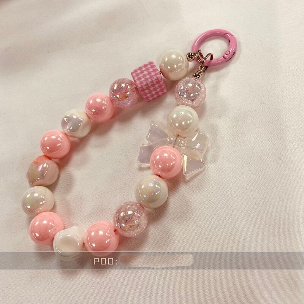 Pink Handheld Phone Case with Strap - Convenient Anti-Loss Charm for Women