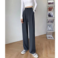 Black High-Waist Wide-Leg Formal Pants