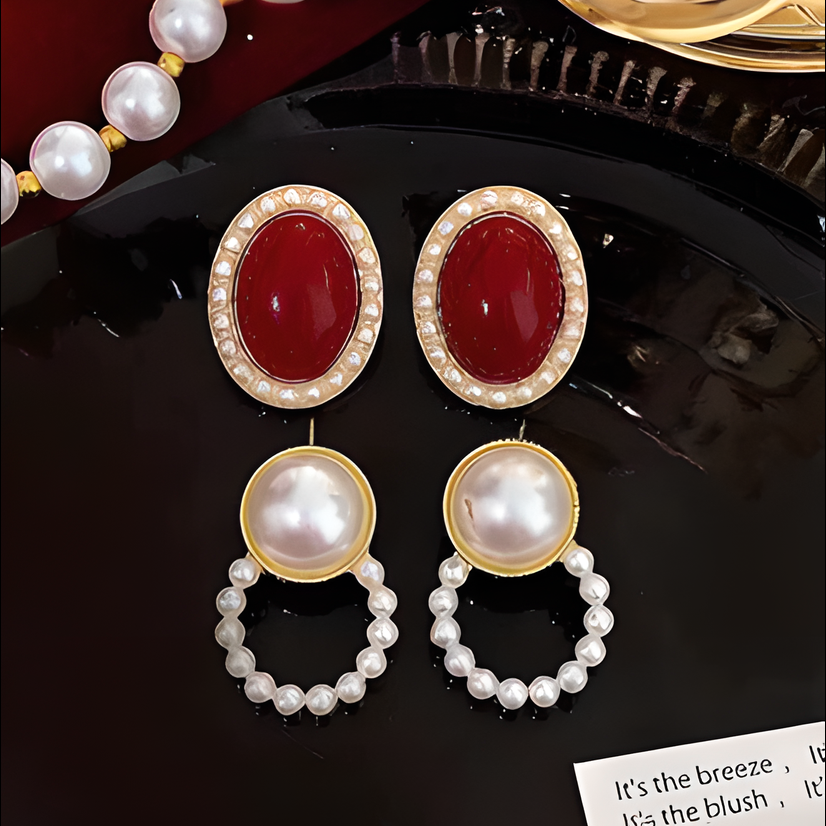 Pearl Stud Earrings Set - Unique Lightweight Luxury Design