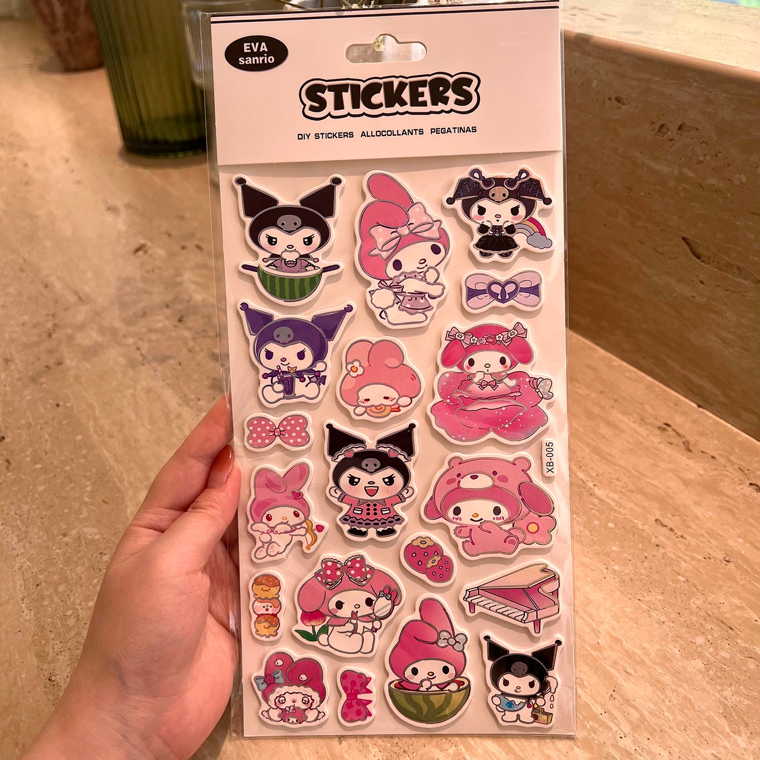 Sanrio 3D Bubble Stickers - Kuromi & My Melody Large Decorative Sticker Set