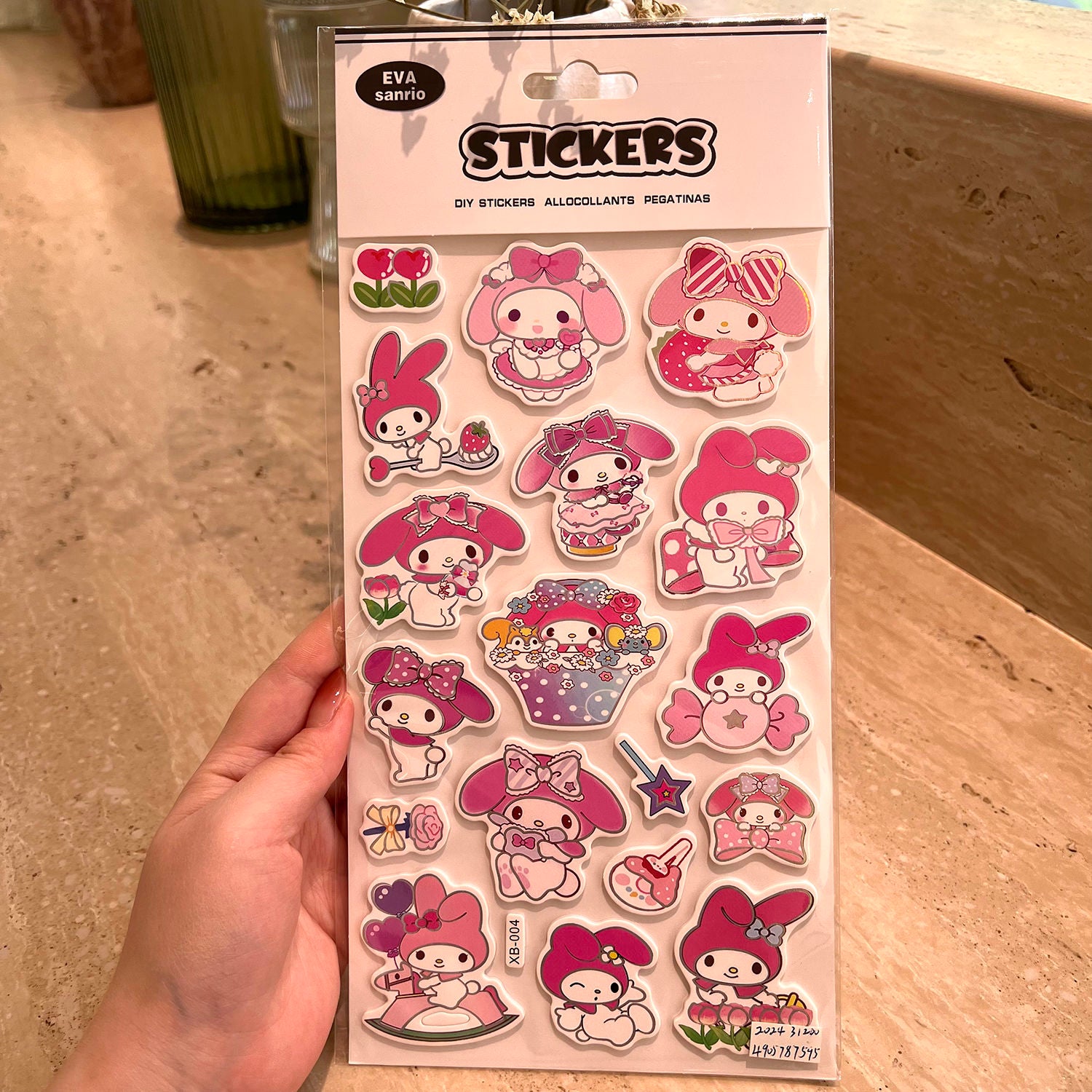 Sanrio 3D Bubble Stickers - Kuromi & My Melody Large Decorative Sticker Set