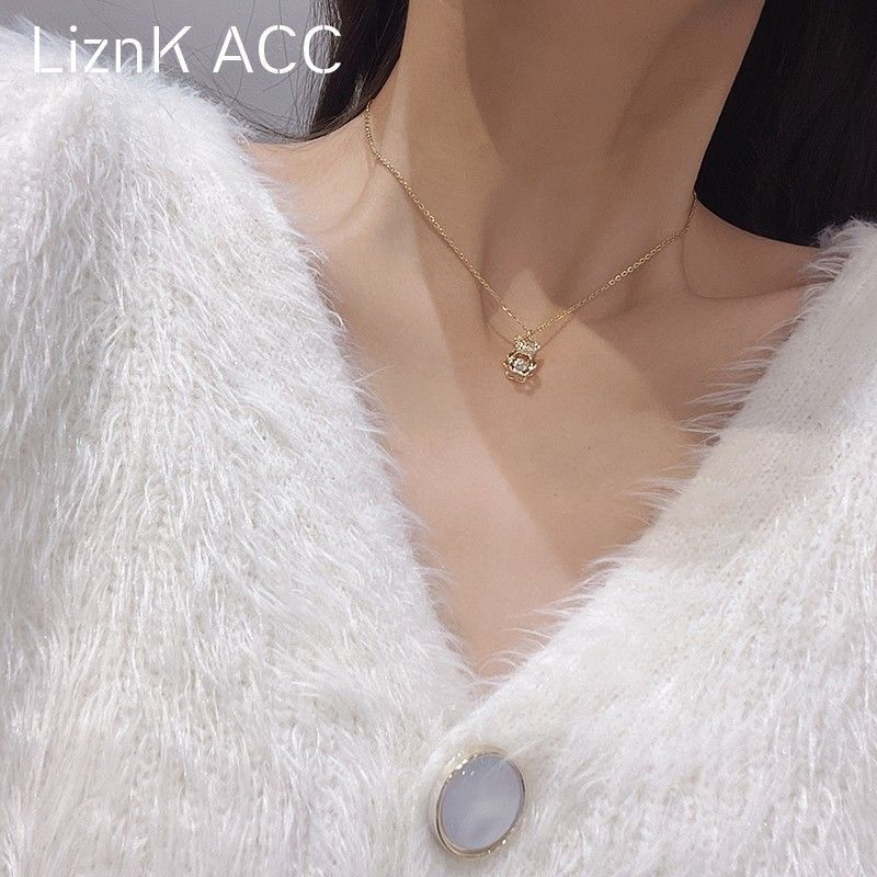 Zircon Bear Titanium Steel Necklace –  Luxury Clavicle Chain