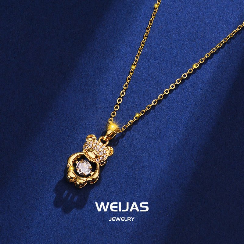 Zircon Bear Titanium Steel Necklace –  Luxury Clavicle Chain