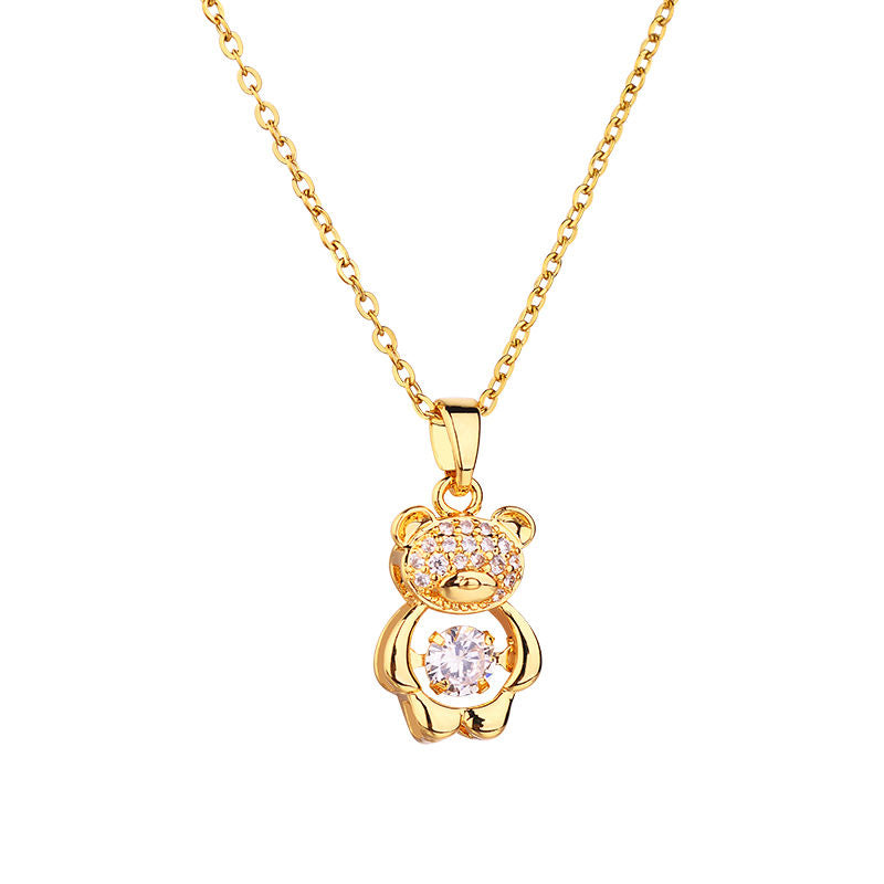 Zircon Bear Titanium Steel Necklace –  Luxury Clavicle Chain