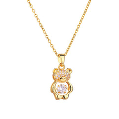 Zircon Bear Titanium Steel Necklace –  Luxury Clavicle Chain