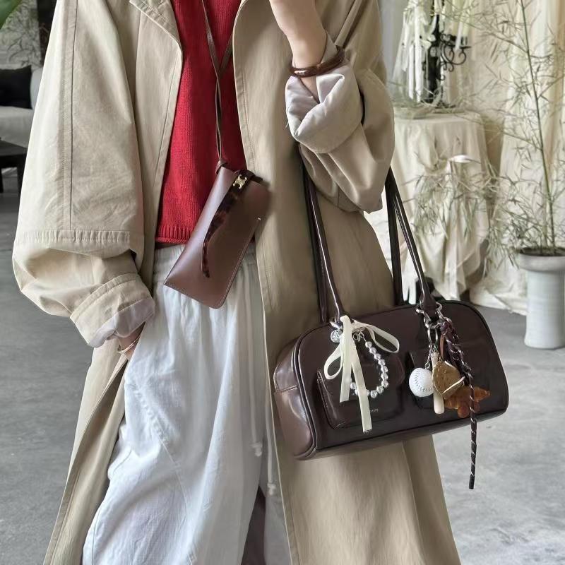 Korean large-capacity vintage Boston shoulder Bag