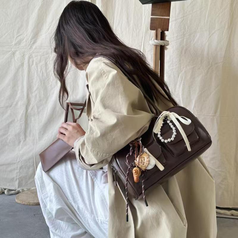Korean large-capacity vintage Boston shoulder Bag