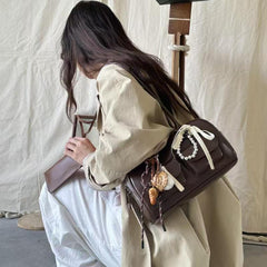 Korean large-capacity vintage Boston shoulder Bag