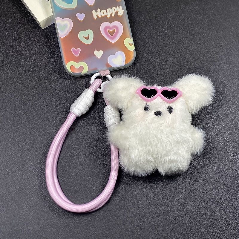 Cute Westie Plush Wrist Strap – Short Cartoon Phone & Earphone Charm