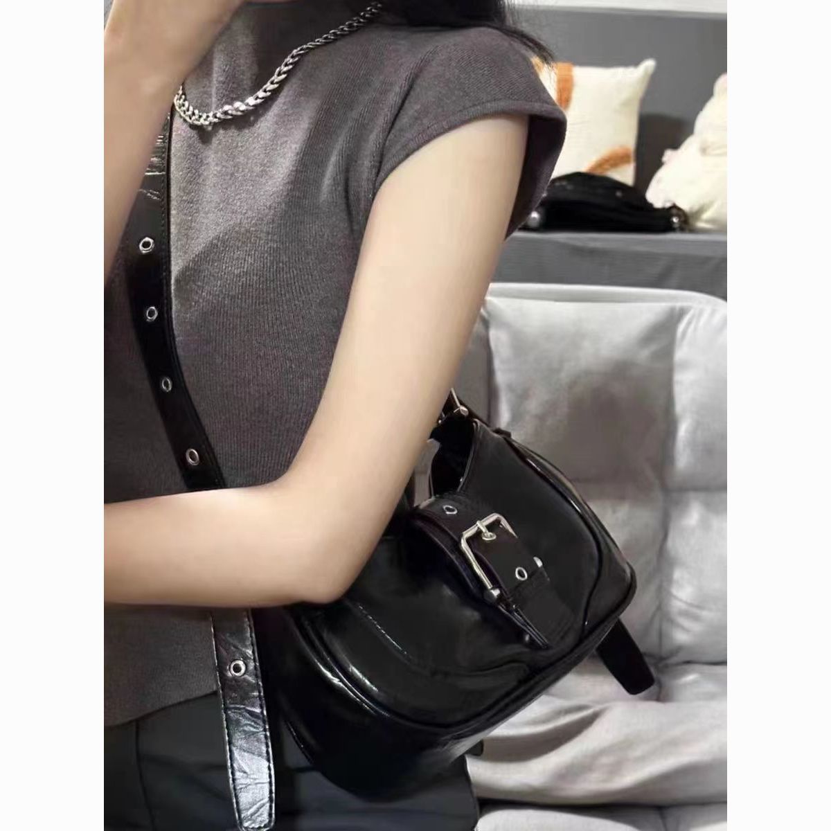 Korean Retro Biker Underarm Bag –  Trendy Shoulder & Crossbody