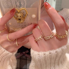 Elegant Pearl & Bow Open Rings – Adjustable Light Luxury Statement Rings for Women