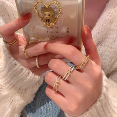 Elegant Pearl & Bow Open Rings – Adjustable Light Luxury Statement Rings for Women