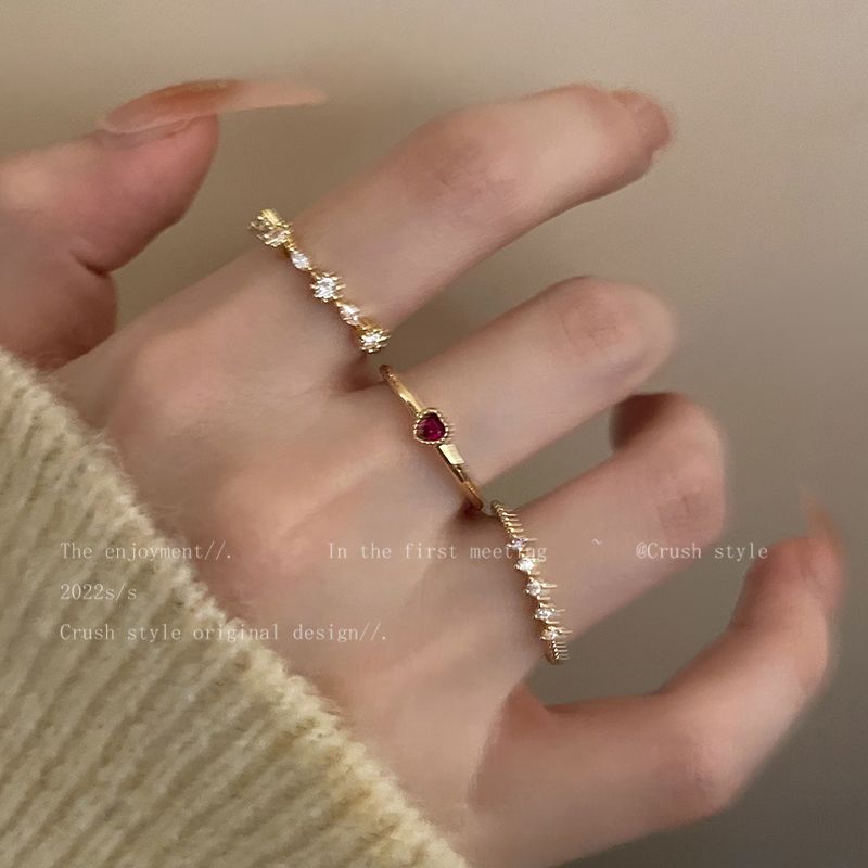 Delicate Zircon Heart Ring – Adjustable Sweetheart Statement Ring for Women