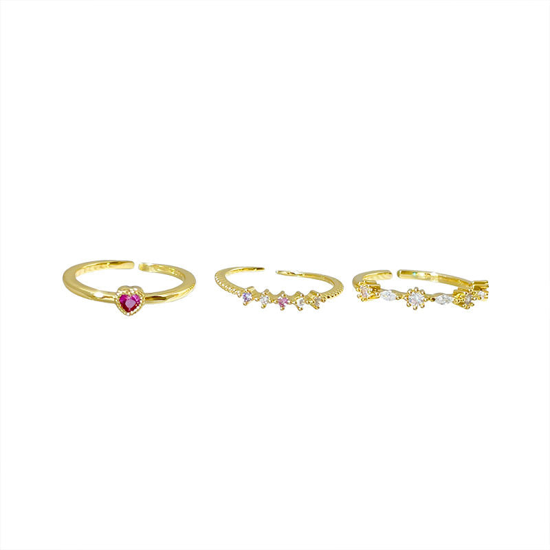 Delicate Zircon Heart Ring – Adjustable Sweetheart Statement Ring for Women
