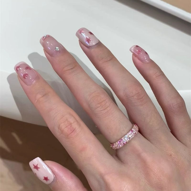 Dopamine Pink Zircon Ring – Colorful Pavé Stacking Band, Light Luxury Style