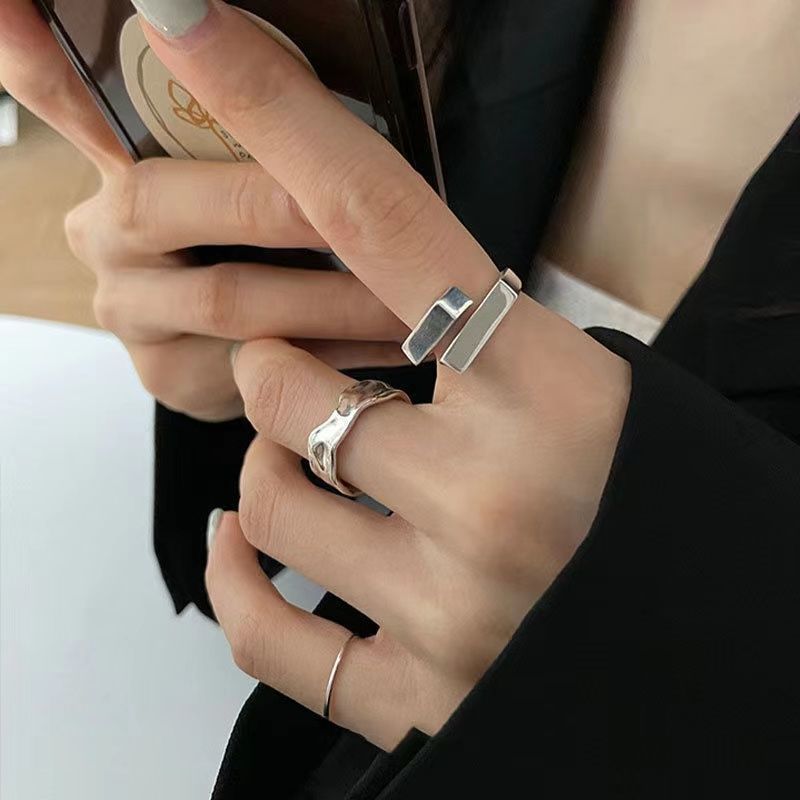 Irregular Vintage Block Ring – Distressed Minimalist INS Style Statement Ring