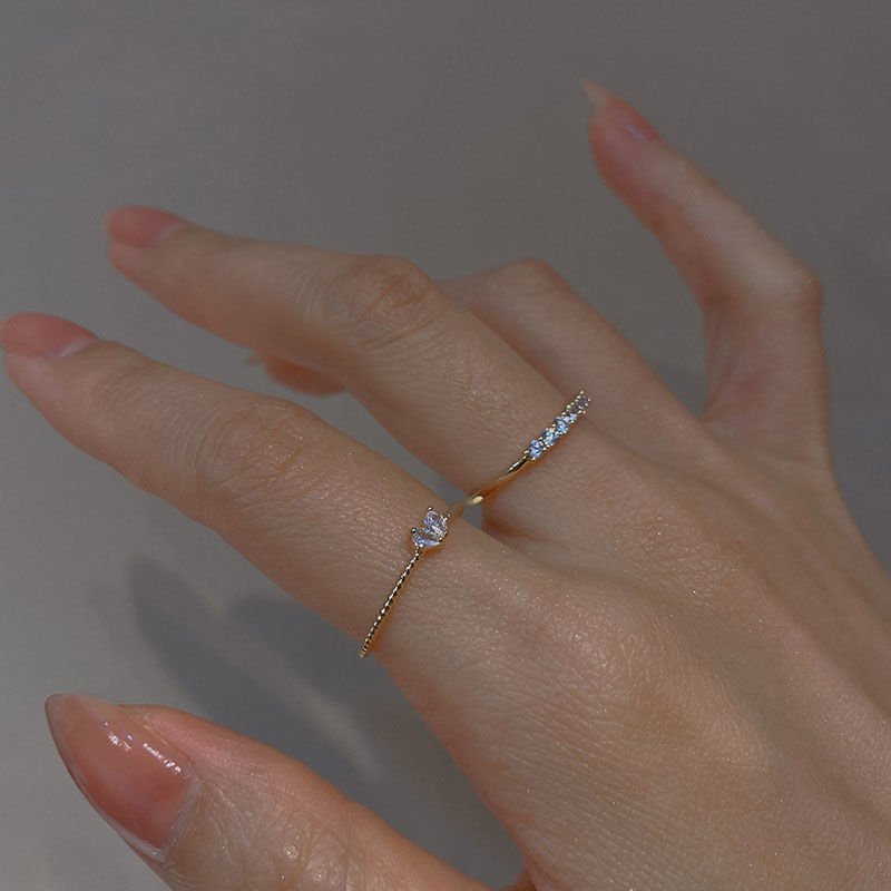 Exquisite Zircon Heart Ring Set – Light Luxury Couple Rings for Women