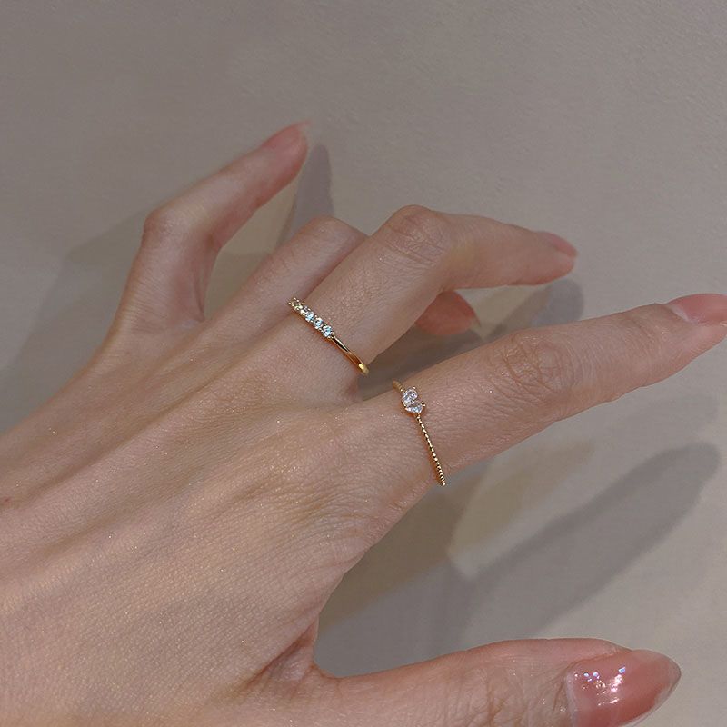 Exquisite Zircon Heart Ring Set – Light Luxury Couple Rings for Women