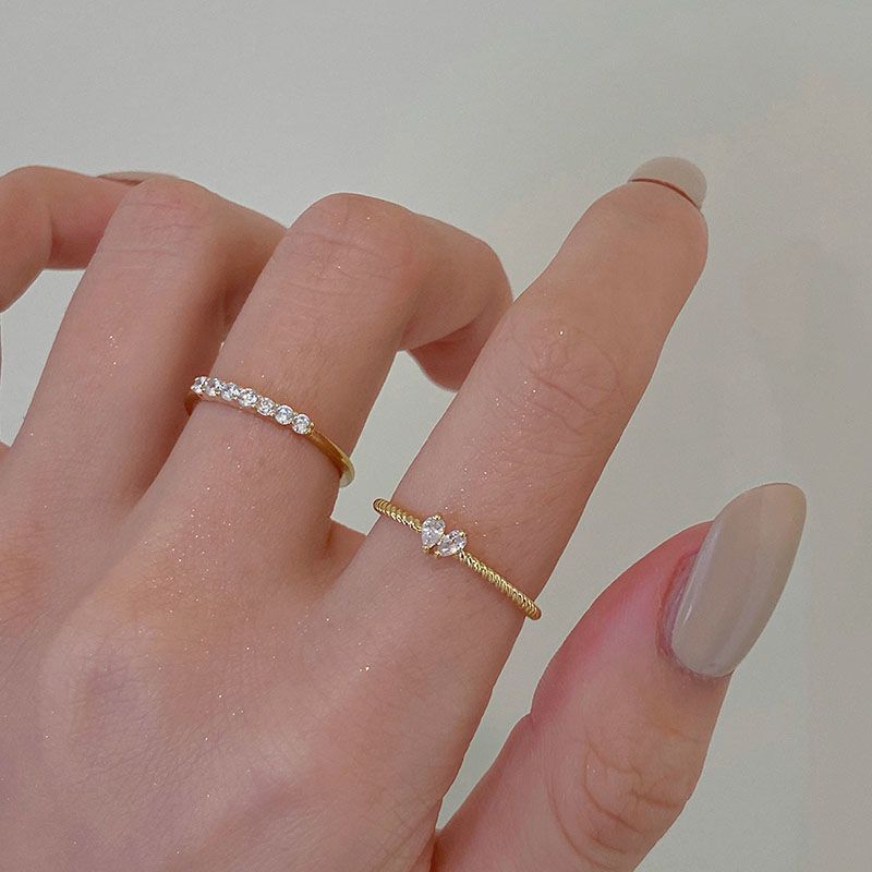 Exquisite Zircon Heart Ring Set – Light Luxury Couple Rings for Women
