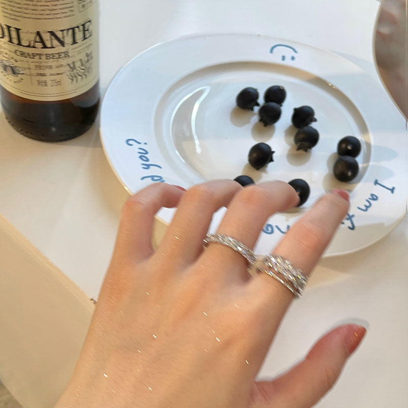 Trendy Zircon Open Ring – Adjustable Niche Style for Cool Girls